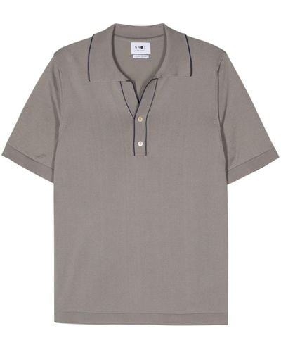 NN07 Donald Stripe-detail Polo Shirt - Grey