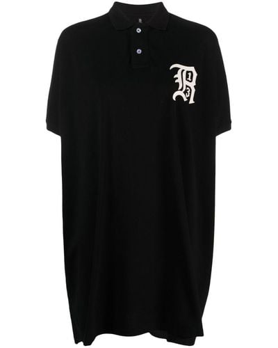 R13 Logo-appliqué Polo-collar Minidress - Black