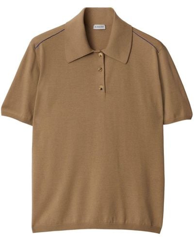 Burberry Short-sleeve Wool Polo Shirt - Brown