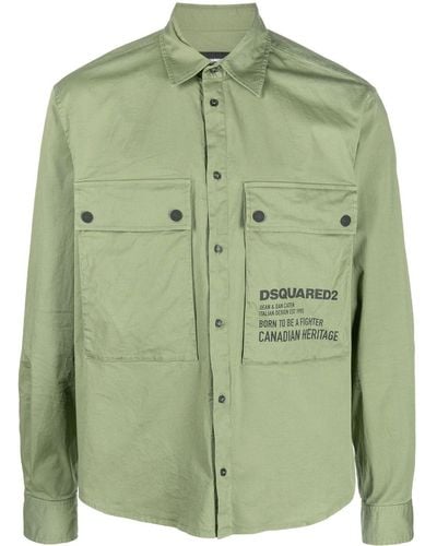 DSquared² Logo-detail Cotton Shirt - Green