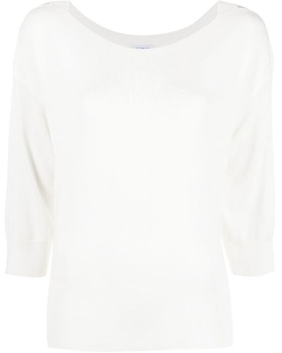 Malo Fine-knit Short-sleeve Top - White