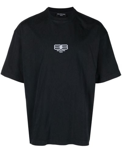 Balenciaga Camiseta con logo estampado - Azul