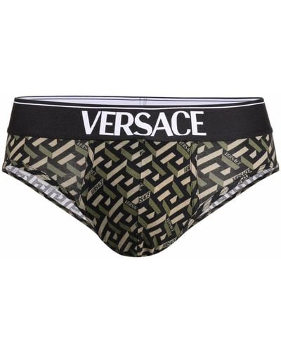 Versace Slip mit Greca-Print - Schwarz