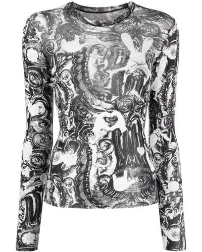 JNBY Abstract-print Long-sleeve T-shirt - Black