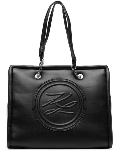 Karl Lagerfeld ロゴパッチ ハンドバッグ - ブラック