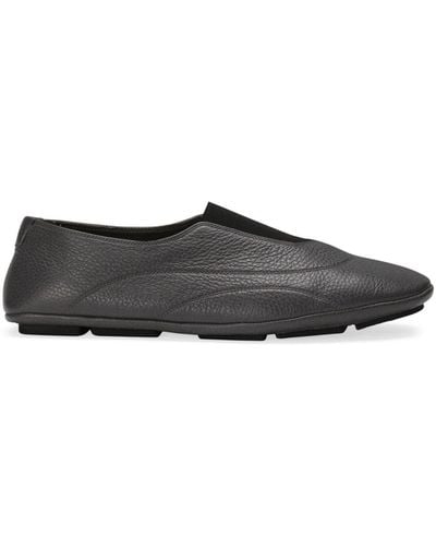 Dolce & Gabbana Leather Almond-toe Slippers - Gray