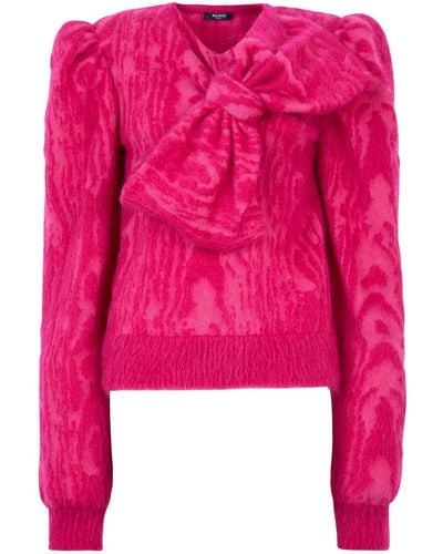 Balmain Bow Wool-blend Jumper - Pink