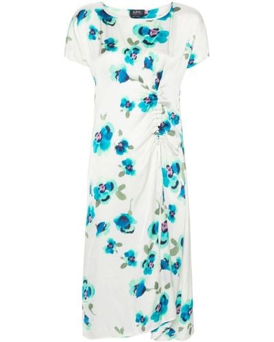 A.P.C. Floral-print Midi Dress - Blue