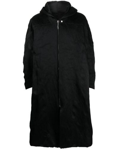 Rick Owens Zip-up Textured Hooded Coat - Black