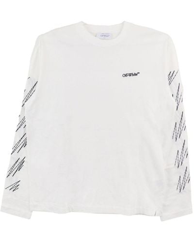 Off-White c/o Virgil Abloh Sketch-stripe Cotton T-shirt - White