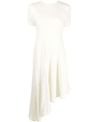 Remain Short-sleeeve Asymmetric Midi Dress - White