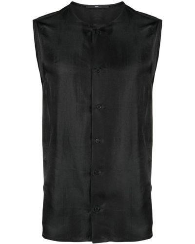 SAPIO Sleeveless Satin Shirt - Black