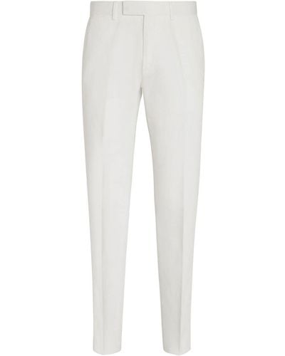 Zegna Pantalon chino en lin - Blanc