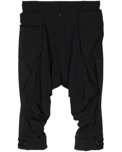 Fumito Ganryu Drop-crotch cropped trousers - Schwarz
