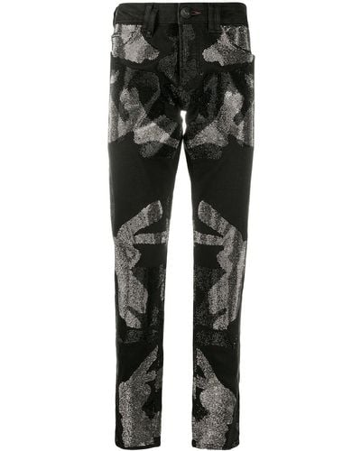 Philipp Plein Camouflage Super Straight Cut Jeans - Black