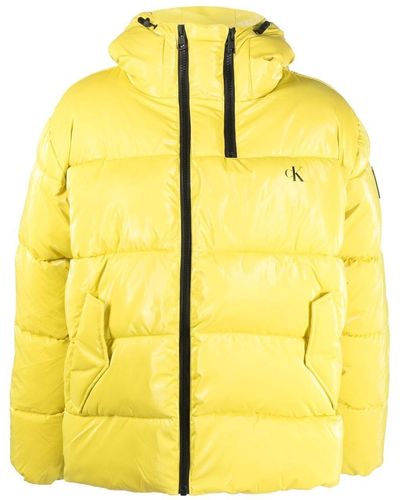 Calvin Klein Padded Logo-print Jacket - Yellow