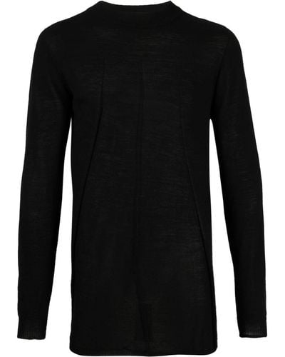 Rick Owens Crew-neck Virgin Wool Sweater - Black