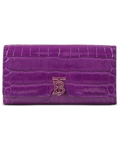 Burberry Tb-monogram Plaque Leather Wallet - Purple