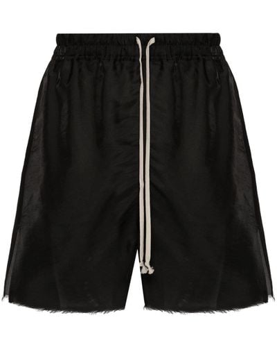Rick Owens Semi-sheer Silk Blend Shorts - Black