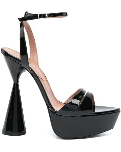 D'Accori Skye 125mm Patent Platform Sandals - Black