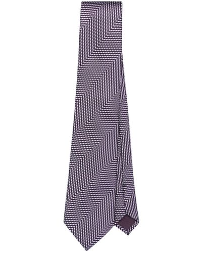 Tom Ford Geometric-pattern Print Silk Tie - Purple