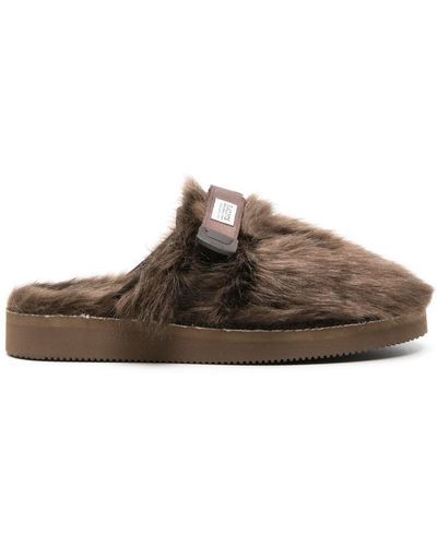 Suicoke Zavo Slipper mit Faux-Fur-Futter - Braun