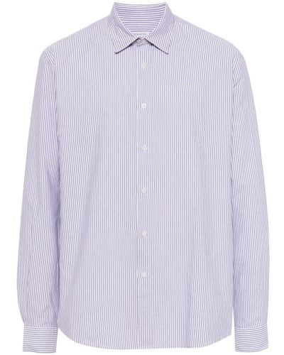 Sunspel Vertical Stripe Poplin Shirt - Purple