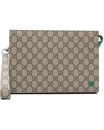 Gucci GG Supreme Clutch Bag - Grey