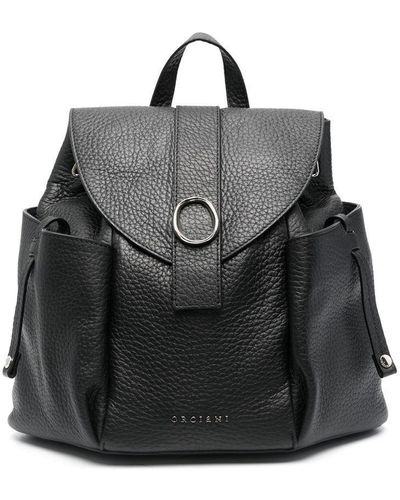 Orciani Grained-leather Backpack - Black