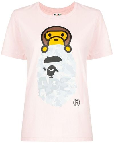 A Bathing Ape Camiseta con logo estampado - Rosa