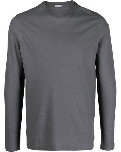 Zanone Long-sleeved Cotton Sweatshirt - Gray