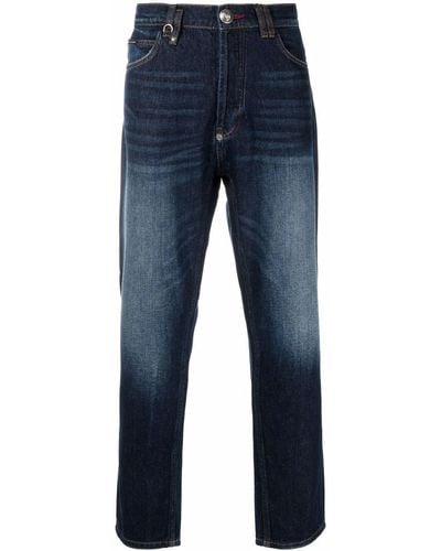 Philipp Plein Carrot Fit Iconic Plein Straight-leg Jeans - Blue
