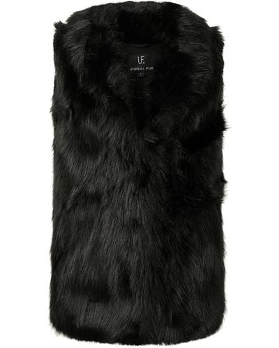Unreal Fur Rose Premium Faux Fur Gilet - Black