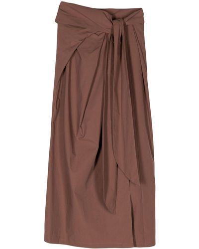 Alysi Belted Cotton Wrap Skirt - Brown