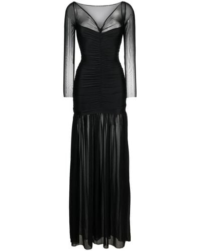 Atu Body Couture Ruched Tulle Gown - Black