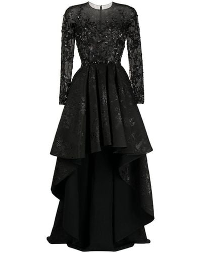 Saiid Kobeisy Brocade Beaded Dress - Black