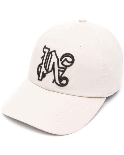 Palm Angels Monogram-embroidered Cotton Cap - Natural