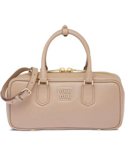 Miu Miu Leather Mini Top-handle Bag - Natural