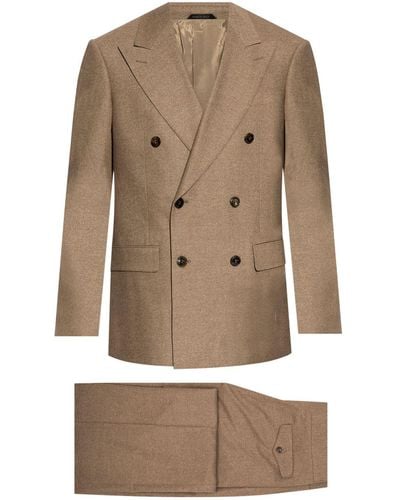 Giorgio Armani Double-Breasted Wool Suit - Natural