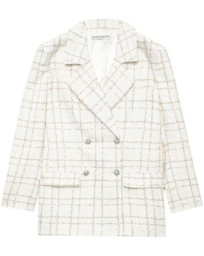 Alessandra Rich Double-breasted Tweed Blazer - White