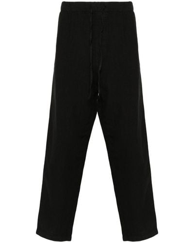 120% Lino Straight-leg Linen Trousers - Black
