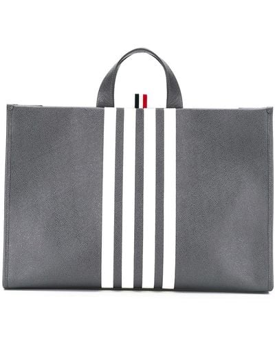 Thom Browne Vertical Stripe Tote Bag - Gray