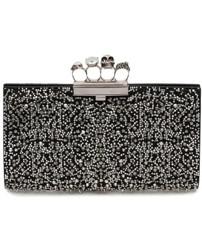 Alexander McQueen Embellished-knuckle-clutch Bag - Grey