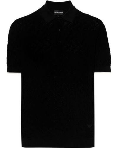 Emporio Armani パターン ポロシャツ - ブラック