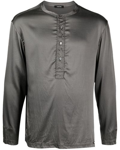 Tom Ford Overhemd Van Zijdemix - Grijs