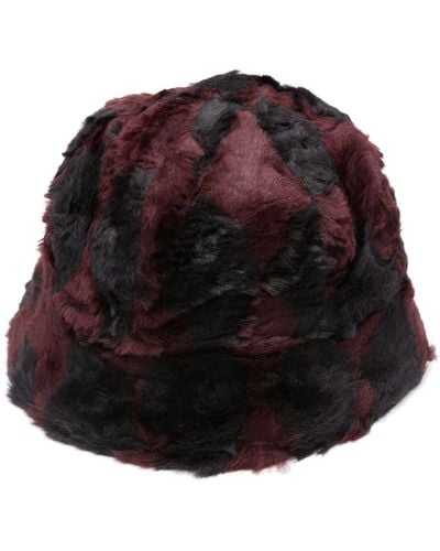 Needles Two-tone Design Faux-shearling Bucket Hat - Red