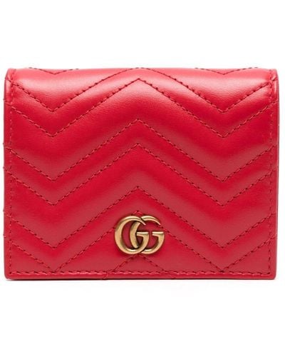 Gucci Portefeuille GG Marmont en cuir - Rouge