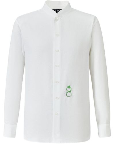Shanghai Tang Popeline-Hemd mit Drachenstickerei - Weiß