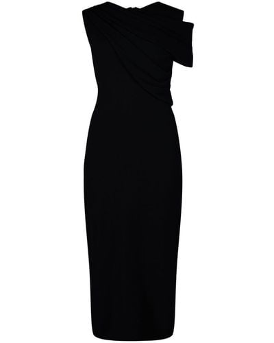 Giambattista Valli Draped Single-sleeve Midi Dress - Black