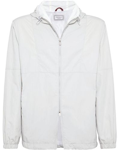Brunello Cucinelli Logo-print Hooded Jacket - White